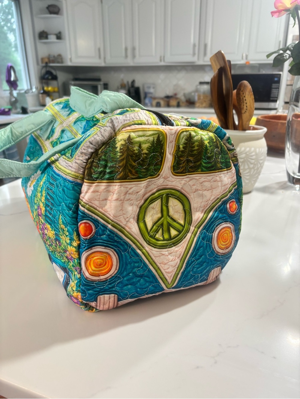 VW bus quilted duffle bag NEW
